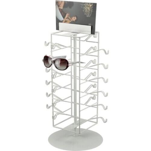 Glasses holder rotatable shelf display rack glasses with KT poster snap clip metal black white display standing