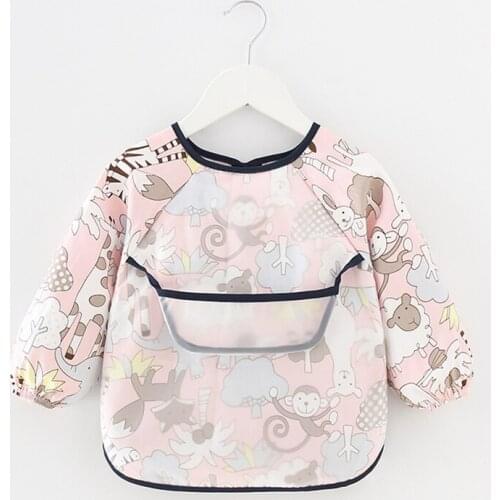 Baby Kids Toddler Long Sleeve Scarf Waterproof Feeding Bib Apron Pocket Infant Boys Girls Burp Cloth Banana Bibs