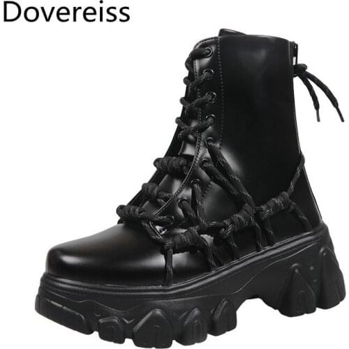 Dovereiss Fashion Womens Shoes winterMotercycle boots Sexy Round toe Concise Mature lace up boots Matin boots ankle boots 35-39
