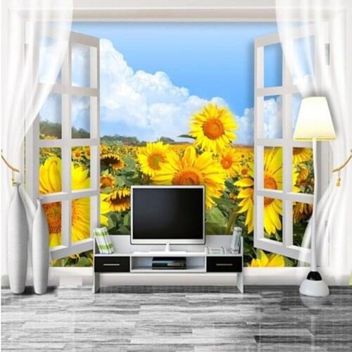 Photo wallpaper 3D stereo wallpaper TV background living room sofa bedroom modern sunflower wallpaper mural