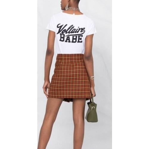 Women White Letter Print Diamonds V-Neck Cotton T-Shirt Female High Street Brand Casual Designed Tees Ladies Loose New Top ML064