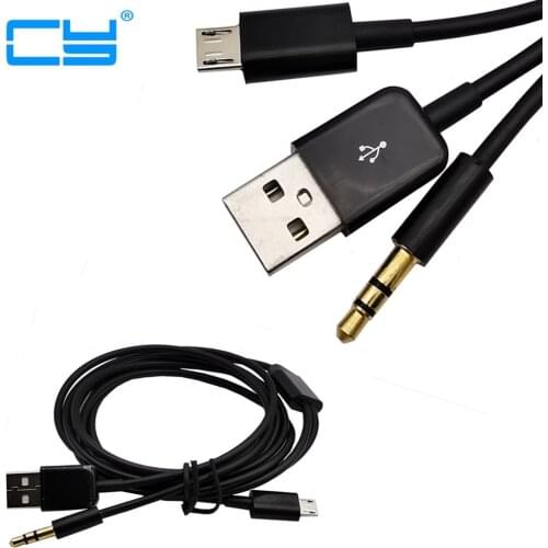 2 in 1 Cable - Mini Micro USB to USB & 3.5mm Aux Standard Audio Jack Connection Cable for Samsung i9300 i9220 1m 100cm