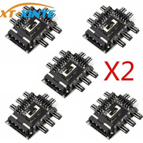10 pcs PC 1 to 8 4Pin Cooling Fan Hub Splitter Cable PWM 3Pin Power Supply Speed Controller Adapter For Mining PC