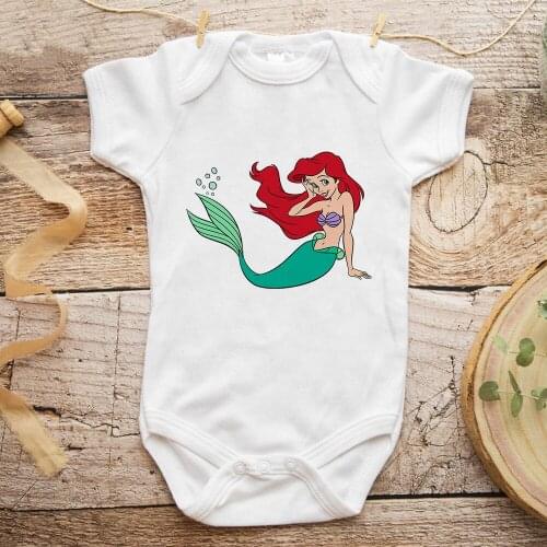 Baby Girl Romper The Little Mermaid Ariel New Summer Newborn Bodysuits Vogue Princess Streetwear Leisure Funny Toddler Bodysuits