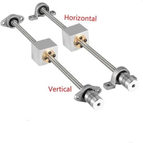 3D Printer T8 Lead Screw set 100 300 350 400 450 500 550 600 650 700 KP/KFL08 nut housing cnc lead screw Set with coupler