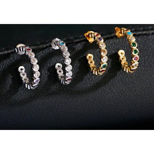 Round Shape Earrings Colorful Rainbow Fashion Exquisite Jewelry Top Quality Women Earrings Party Wedding Jewelry Gift