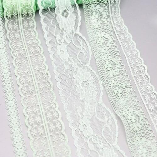 10 Yards/roll) Light Green Color Lace Fabric Ribbon Decoration Handmade DIY Gift Wrapping Material Laces