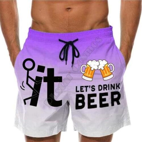 PLstar Cosmos Summer Casual Shorts Lets Drink Beer 3D Printed Trousers For Women Men Shorts Comfortable breathable