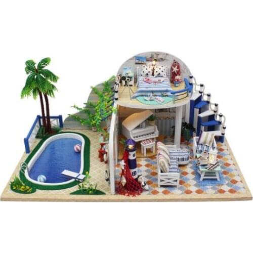Doll House Miniature with Furniture DIY Wooden Miniaturas Dollhouse Toys for Christmas Clear Summer Villas X003