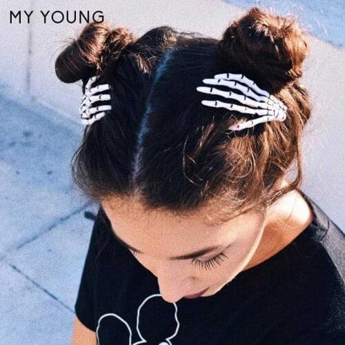 NiceMix Fashion decoration women girl cool Halloween Party Zombie Skull Skeleton Hand Bone Claw Hairpin Punk Hair Clip