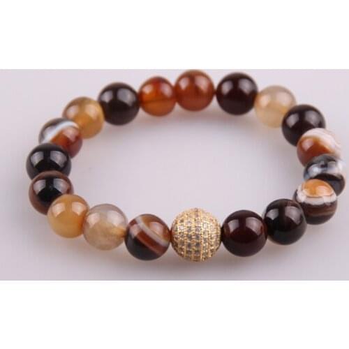 MOODPC Hot Sale Jewelry 12mm Micro Zircon Pave Ball Stone Strand Bracelet