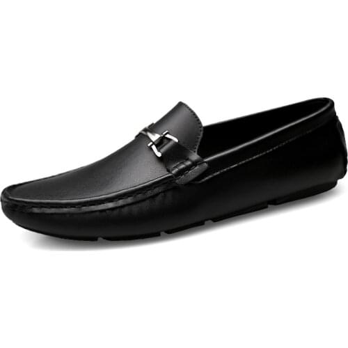 Genuine Leather Men Casual Shoes Moccasins Italian Men Loafers Slip on Mens Flats Walking Shoes Male Driving Shoes Classic Soft