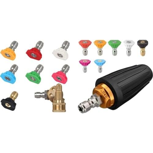 5 Rotation Angles, Soap And Rinse Jet Stream Tips Kit With Rotating Nozzle And 7 Tips, 1/4 Inch Quick Connect