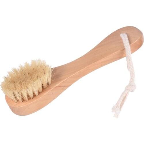 Natural Boar Bristles Spa Facial Brush Face Brush with Wood Handle Remove Black Dots Rub Face Nail Brush LX1665