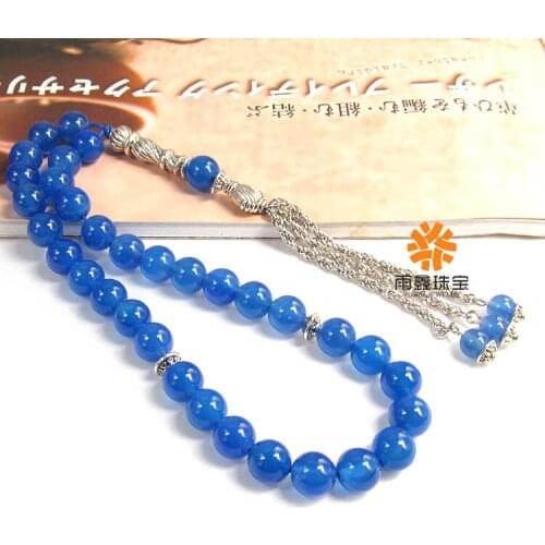 New !!! Elegant Blue Stone bead Islamic musilm 33 prayer beads tashih Rosary beads For thanks giving day Halloween Holiday gift