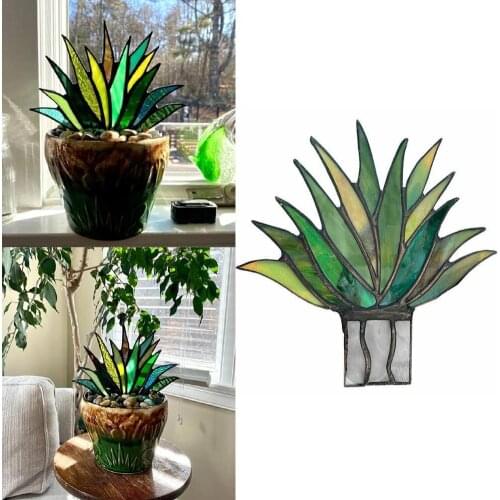New Stained Agave Plant Flower Pot Ornament Home Handmade Craft For Garden Yard Outdoor Indoor Table Desk