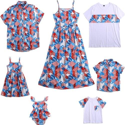 Mommy And Me Clothes Tops Outfits Family Matching Dress Father Son T-Shirt Flower Printed Sleeveless Mother Daughter Dresses