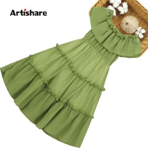 Dresses For Girls Solid Color Girl Child Dress Shoulderless Children Party Dresses Casual Style Clothes Girl 6 8 10 12 14