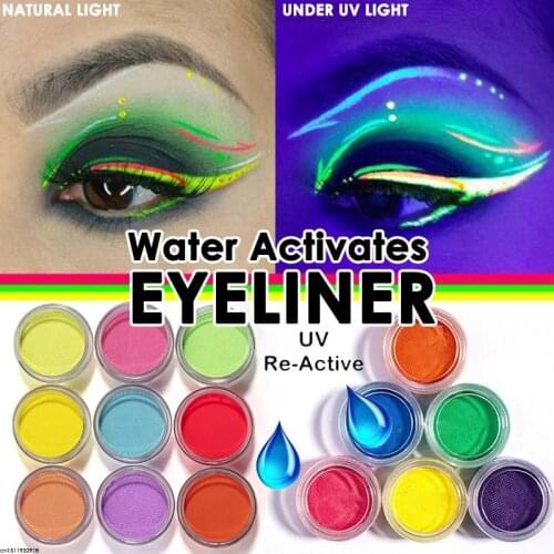 Eyeliner Activé par l’ea Glow in Dark Eyeliner Neon Stage Clubbing in Blacklight UV Fluorescent Aqua Liner Electric Cake Eyeline