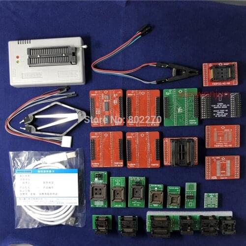 Black Edition V10.27 XGecu TL866II Plus USB Programmer 15000+IC SPI Flash NAND EEPROM MCU PIC AVR+ 23PCS ADAPTER+SOIC8 Testclip