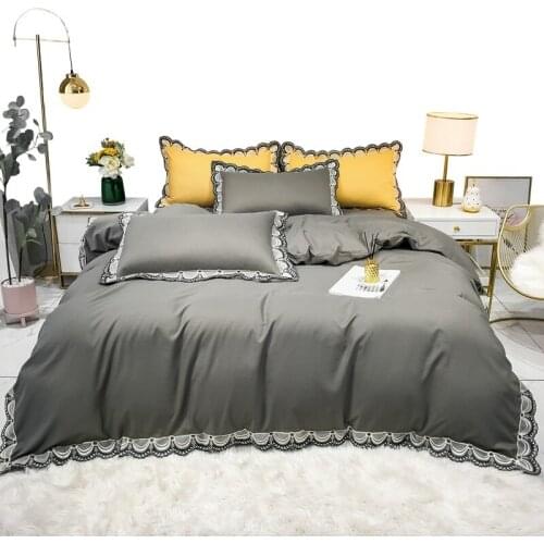 Simple and Light Luxury Four-Piece Carbon Brushed Bedding Nordic Model House Bedding American Bedding bedroom set queen