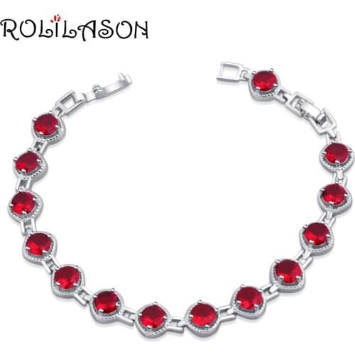 ROLILASON new antique style red zircon crystal bracelet exquisite business gift fashion jewelry TB1160