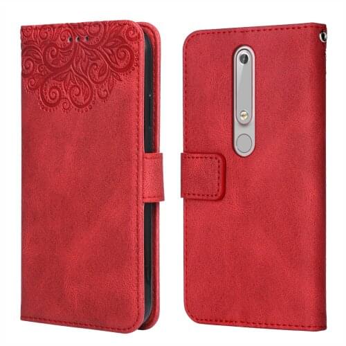 Luxury Leather Case for NOKIA 6 2018 Flower Embossing TA-1043 TA-1045 TA-1054 Wallet Flip Phone Case for NOKIA6 2018 Cover
