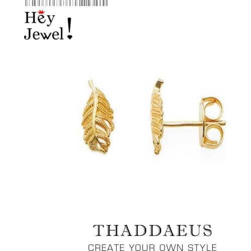 Stud Earrings Golden Feather,Europe Style Glam Fashion Good Jewerly For Women,2019 Gift In 925 Sterling Silver,Super Deals