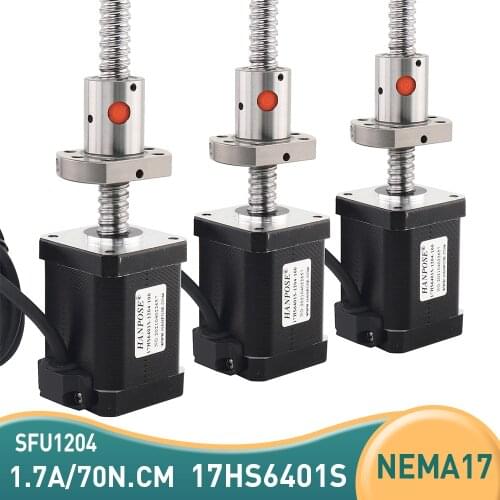 3pcs nema17 stepper motor with ballscrew sfu1204 motor 100 200 300mm 17HS6401S 60mm 70N.CM for CNC engraving machine 42 motor