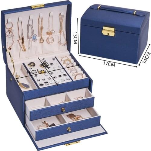 Jewelry Box High Capacity PU Leather Necklace Earrings Rings Bracelets Jewelry Box Portable Travel Casket