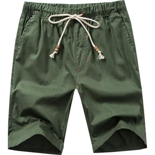 Solid Color Sports Shorts Knee Length Men Breathable 3D Cutting Drawstring Multi Pockets Training Shorts Streetwear for Fitness