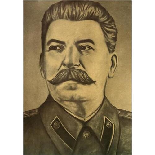 Stalin Portrait Kraft Poster Retro Canvas Painting Sketch Portrait Picture for Bar Cafe Home Restaurant Home Decoration