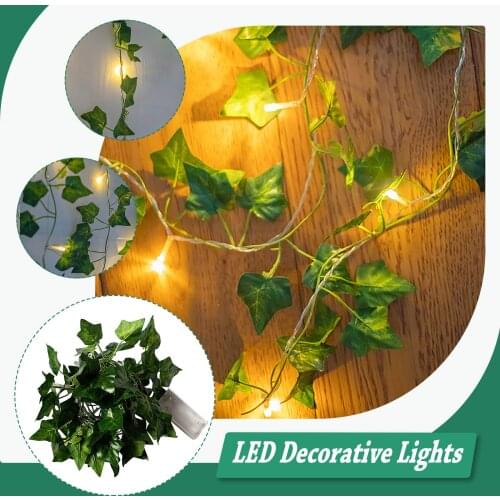 10/20led Leaf Ivy String Lights Vine Garland Wreath Hanging With Lamp Fairy Night Light Home Wedding Party Garden Decor #P2