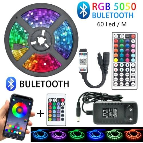 LED Strip Light RGB 5050 SMD 60LED/M Waterproof Flexible Lamp Color Changeable Flexible 5M 10M 15M 20M Remote Controller + Power
