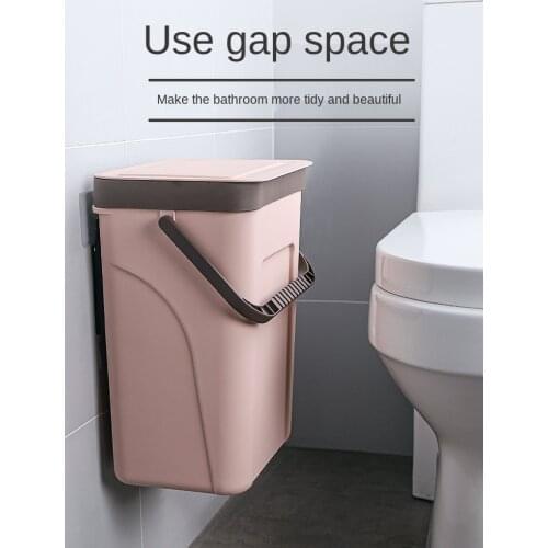 Toilet paper toilet toilet toilet household trash can with cover wall hanging kitchen barrel waterproof anti-smell narrow seam