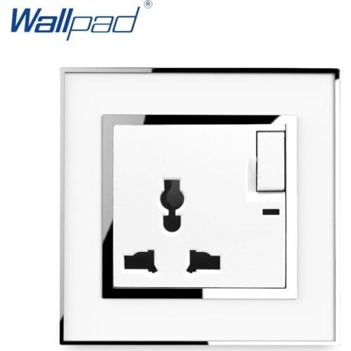 Universal Socket With Switch LED Indicator Wallpad Luxury Outlet Wall Plate Mirror Acrylic Panel Tomada