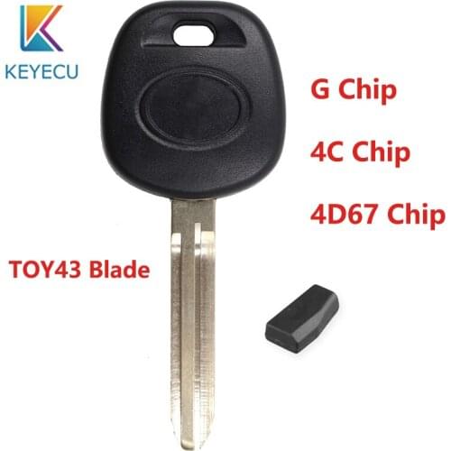 KEYECU Replacement Transponder Key 4D67 / 4C / G Chip for Toyota SIENNA CAMRY AVALON Uncut Blank Blade TOY43 With LOGO