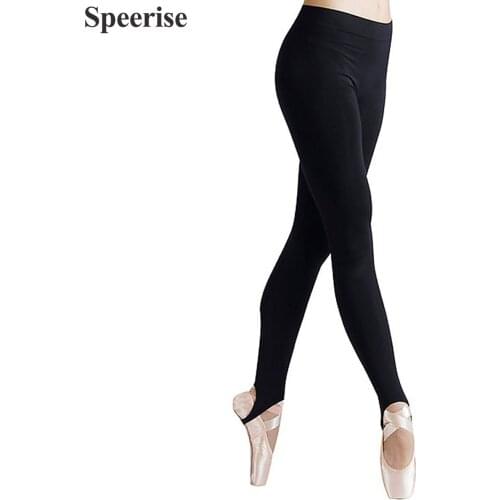 Women Spandex Yoga Leggings Stirrup Adult Ballet Dancing Pants Gymnastics Trousers Black Pantyhose Naked-Feel Fitness Quick Dry