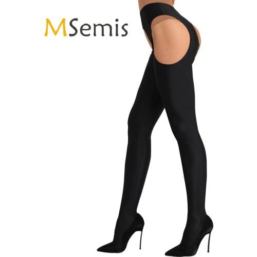 Women Lingerie Hollow Out Open Crotch Long Stockings Stretchy Suspender Pantyhose Tights Bodystockings