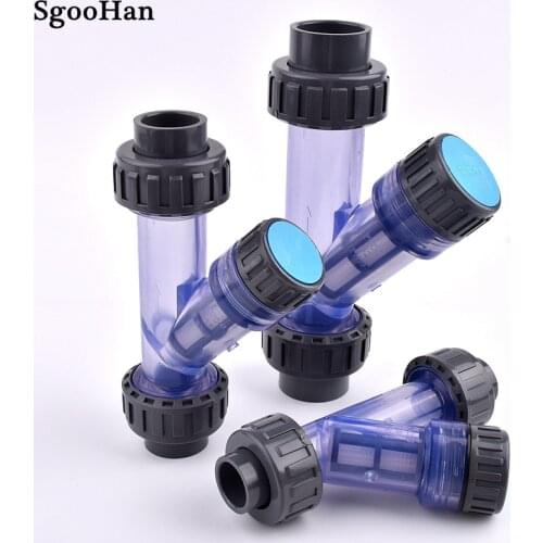 1pc 20~63mm Transparent UPVC Y-Type Filter Aquarium Fish Tank PVC Pipe Connector Irrigation Filters Garden Watering Tube Joints