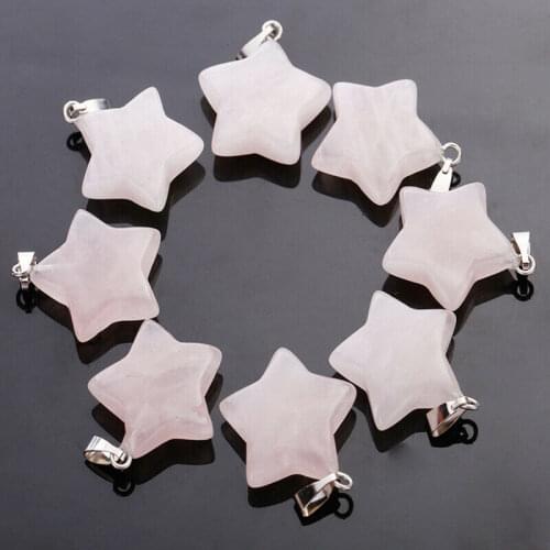 1pcs Rose Quartz natural stone quartz crystal pentagram star necklace pendant for Jewelry