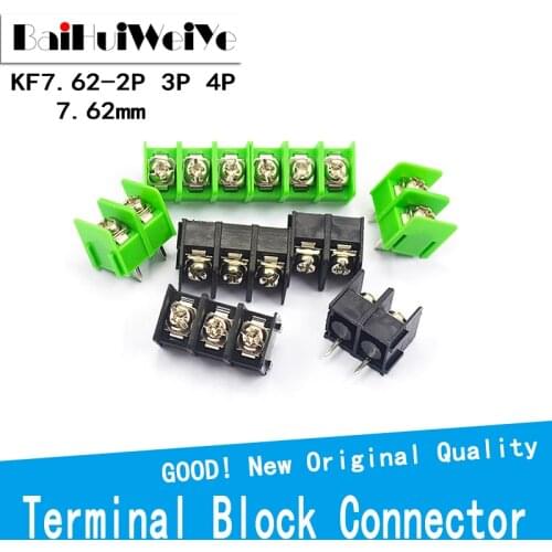 10PCS/LOT 7.62mm KF7.62 2P 3P 4P MG762 2 3 4 Pin Can be spliced Screw Terminal Block Connector Black Green 7.62mm Pitch