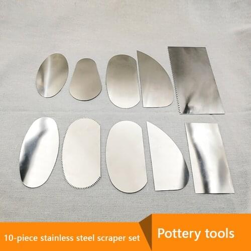 10Pcs Pottery Clay Molding Ceramics Sharp Stainless Steel Cutter Tools Scraper Crafts KitPottery diy sculpture scraper