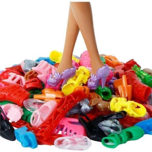 12 Pairs Mixed Shoes Fashion Colorful High Heels Sandals Accessories For Barbie Doll Kids Toy