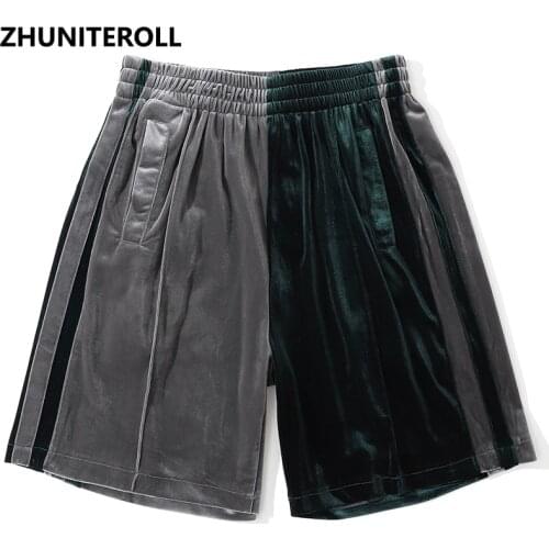 2021 Summer Shorts Men Patchwork Silver Fox Wool Streetwear Hip Hop Harajuku Short Sweatpants Jogger Baggy Skateboard Trousers