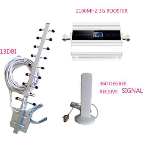 3G Signal Booster Cell phone Wcdma 2100MHZ Repeater Mobile Phone Amplifier WITH 13DBI YAGI ANTENNA SET