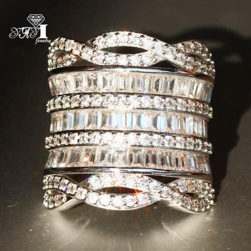 YaYI Jewelry Fashion Princess Cut 6.4 CT Sea Blue Zircon Silver Color Engagement Rings wedding Rings Party Rings