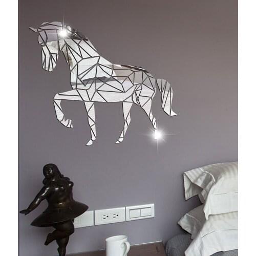 Cartoon DIY horse Acrylic Mirror sticker Christmas Festival living room Background wall decoration stickers customize wallpaper