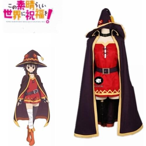 Anime KonoSuba Gods Blessing on this Wonderful World Megumin Cloak Dress Uniform Outfit Anime Halloween Cosplay Costumes