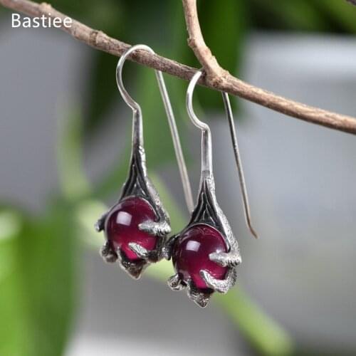 Bastiee Earings Fashion Jewelry 925 Sterling Silver Earrings Gifts For Women Drop Earrings Vintage Jade Silver